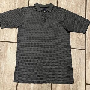 Callaway Black and Gray Checkered Polo Shirt Large